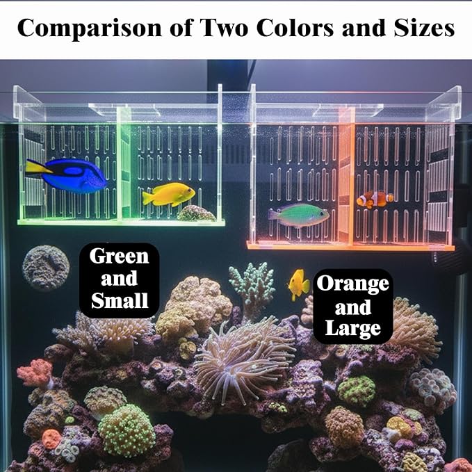 Acrylic Breeding Box for Fish Tank, Aquarium Hatchery Incubator with Long Handle Net, Breeder Isolation Acclimation Box for More Baby Fish & Shrimp (Green, 9x5.3x6.7 in)
