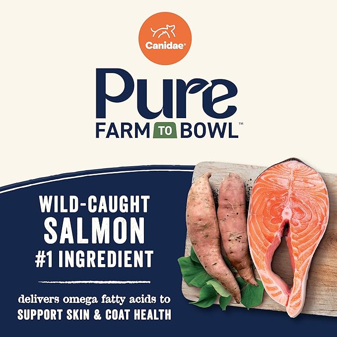 Canidae Pure Farm to Bowl, Grain-Free, Wild-Caught Salmon & Sweet Potato Dog Food, Adult 12lb