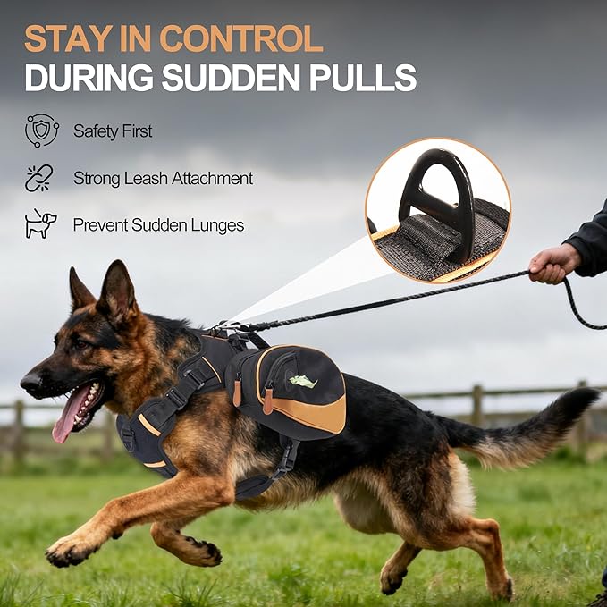 Dog Backpack Suitable for Medium-Sized Dogs, Adjustable Lightweight Pet Harness, Built-in Poop Bag Dispenser, Waterproof and Safe, Suitable for Hiking, Puppy Training, Or Daily Walks, M