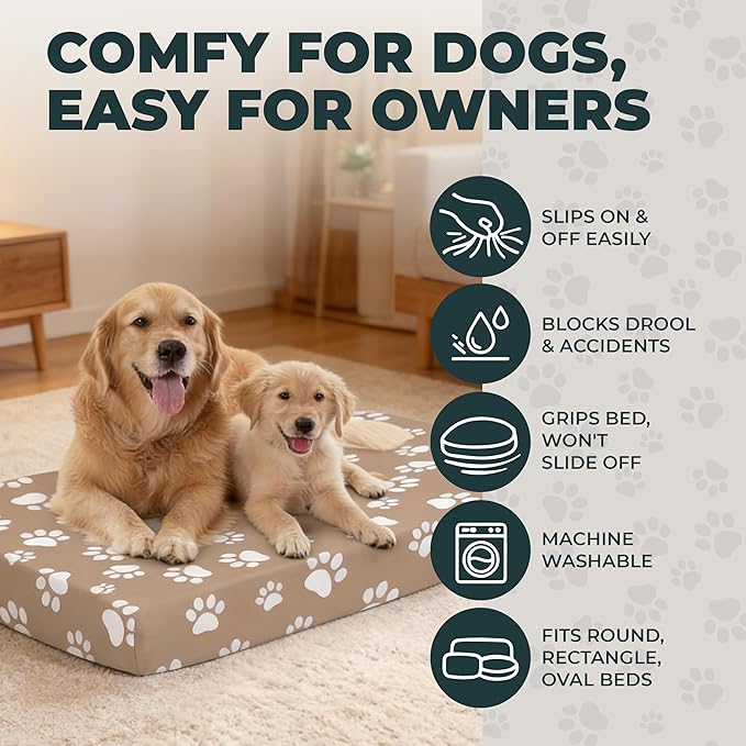 DUKE&LEFTY Furever Pet Dog Bed Slipcover-Stretch Soft Petbed Cover-Universal-Easy to Remove (Zipper Free)-Princess/Small