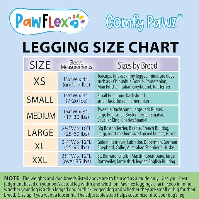 PawFlex Comfy Paws Cotton Nonslip Protective Leggings for Dogs | Medical Pet Sleeve for Dogs Legs with Non-Slip Silicone Grip at Inner Cuffs and Adjustable Strap for No Twisting or Sliding Down