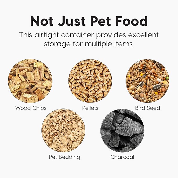 IRIS USA Dog Food Storage Container 58 lbs, Attachable Wheels, for Dog Cat Birds and other Pets, Food Storage Bin, Keep Fresh, Easy Mobility, BPA Free - Made in the USA, Almond/Clear