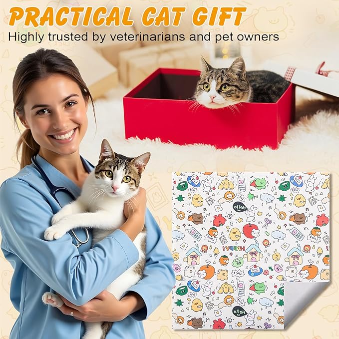 27.6In Self-Adhesive Cat Grooming Wrap, Anti-Escape Cat Restraint for Nail Clipping, Cat Swaddle Wrapping Cloth for Pet Cleaning & Beauty, for Cats up to 15lbs, Cat Gifts