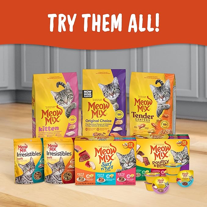 Meow Mix Tenders in Sauce Wet Cat Food,Tuna & Shrimp,2.75 Ounce Cup,(Pack of 96)
