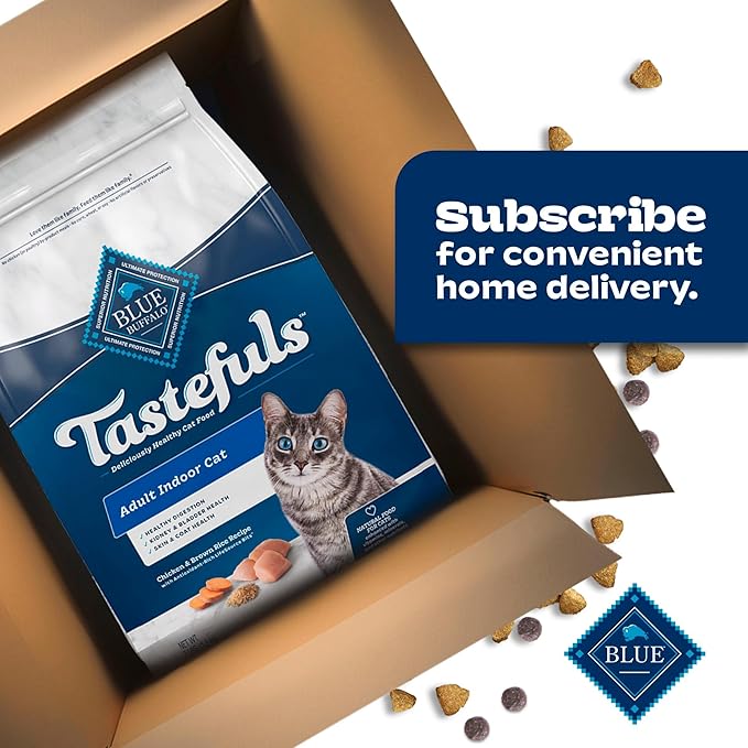Blue Buffalo Tastefuls Natural Dry Food for Adult Indoor Cats, Chicken & Brown Rice Recipe, 15-lb. Bag