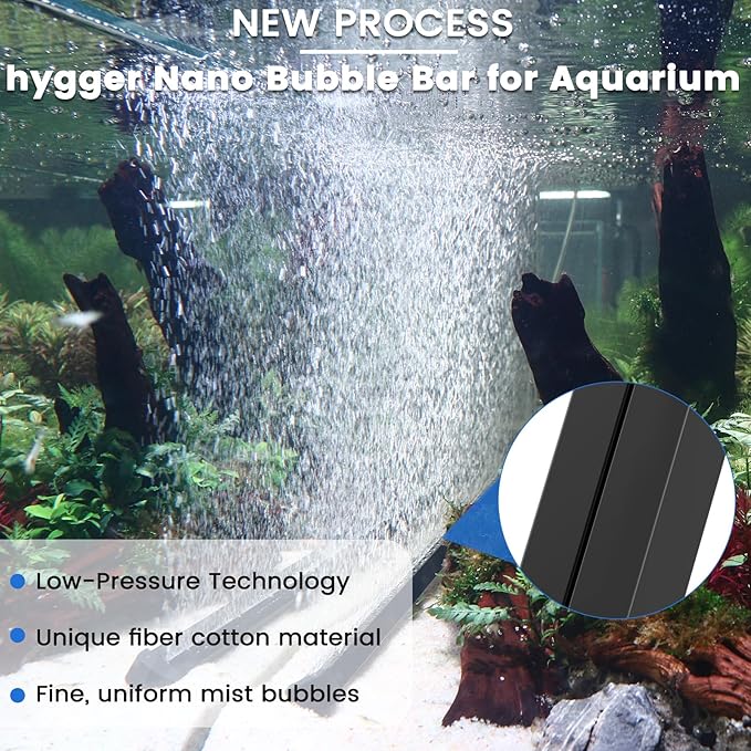 hygger Weighted Nano Mist Bubble Wall Bar, 9.8" Self-Sinking ABS Air Stone Strip with Gentle Oxygen Diffuser for Freshwater & Marine Aquarium, Hydroponics