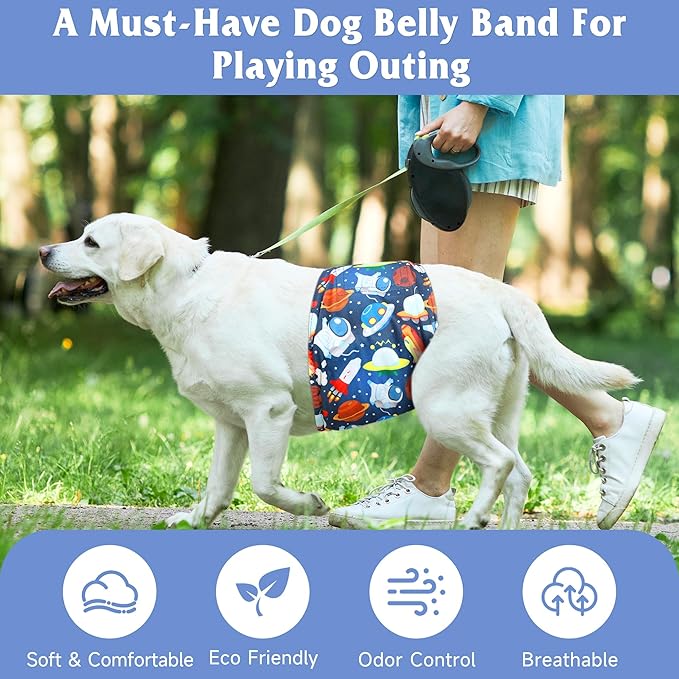 5 Pack Dog Diapers Male Reusable, Premium Belly Bands for Dogs, High Absorbing Male Dog Pee Wraps for Doggie in Incontinence or Excitable Urination and Training Cartoon XL