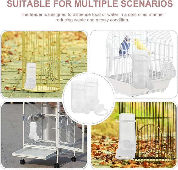 2pcs Automatic Bird Cage Feeder and Water Bottle Set, Parrot Cage Feeder with Food Dispenser, Bird Feeding and Watering Supplies for Cockatiels and Parakeets