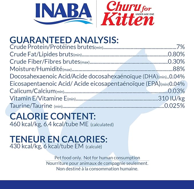 INABA Churu for Kittens, Grain-Free Creamy, Purée Lickable Cat Treats with DHA, EPA, Vitamin E & Taurine, 0.5 Ounces Each, 24 Tubes (4 per Pack), Chicken Recipe