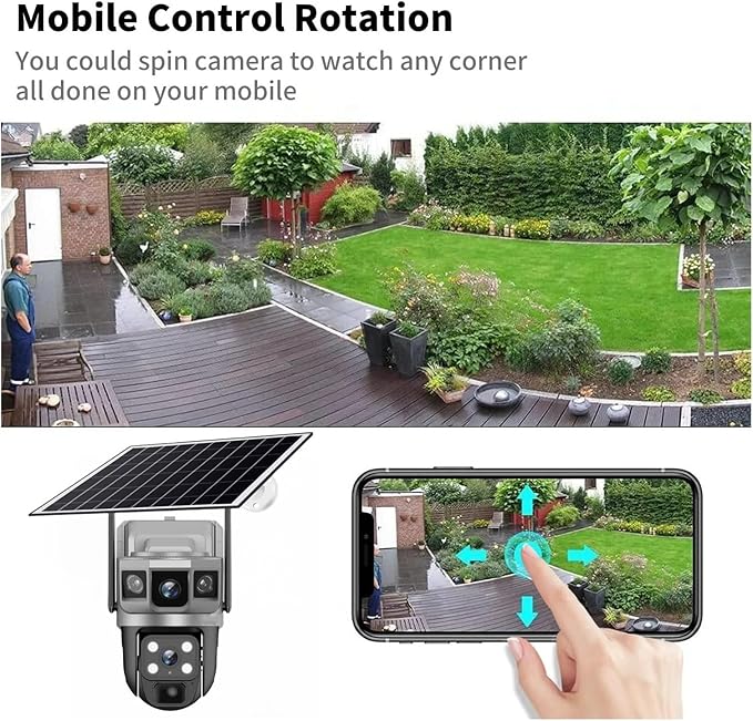 for Outdoor Camera Battery CCTV Monitor 4G SIM Card Network IP Security Pet Camera Motion Detection 3 Screen PTZ Camera(4G CCTV No Card)