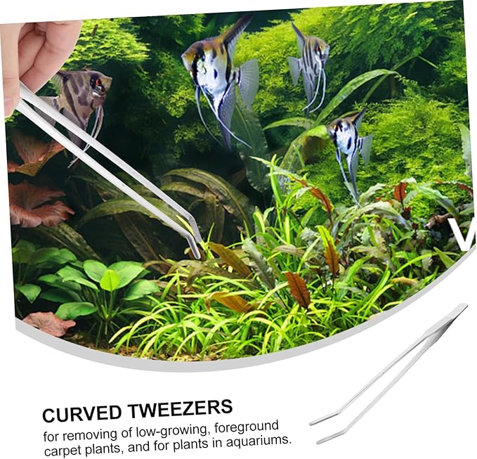 Didiseaon 3pcs Long Curved Tweezers Aquarium Plant Care Tools Stainless Steel Aquatic Plant Tongs Sharp Blade for Easy Trimming for Aquarium Decor