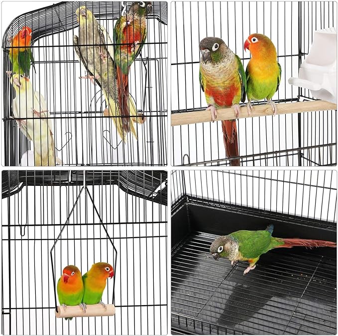 Yaheetech 64'' Bird Cage, Open Top Parakeet Cage w/Slide-Out Tray, Feeders, Detachable Rolling Stand, Bird Cages for Parrot, Cockatiel, Budgie, Parakeets, Lovebird, Small Medium Birds