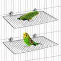 BNOSDM 2 Pack Bird Perch Platform Stainless Steel Birds Perches Parrot Shelf Training Stand Small Animals Cage Accessories for Parakeets, Budgies, Conures, Cockatiels, Lovebirds (L)
