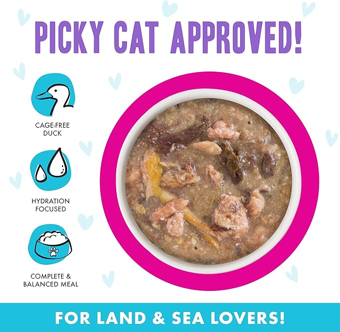Weruva B.F.F. OMG - Best Feline Friend Oh My Gravy!, Lots-O-Luck! with Duck & Tuna in Gravy Cat Food, 2.8oz Can (Pack of 12)
