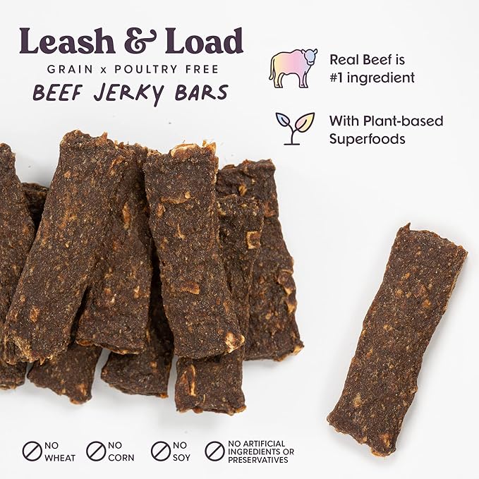 Bundle x Joy Dog Jerky Treats - Variety 3-16 Oz Bags Bags, Beef, Chicken & Salmon, Natural Superfood - Corn, Poultry, Soy & Grain Free Dog Treats Made in USA Only