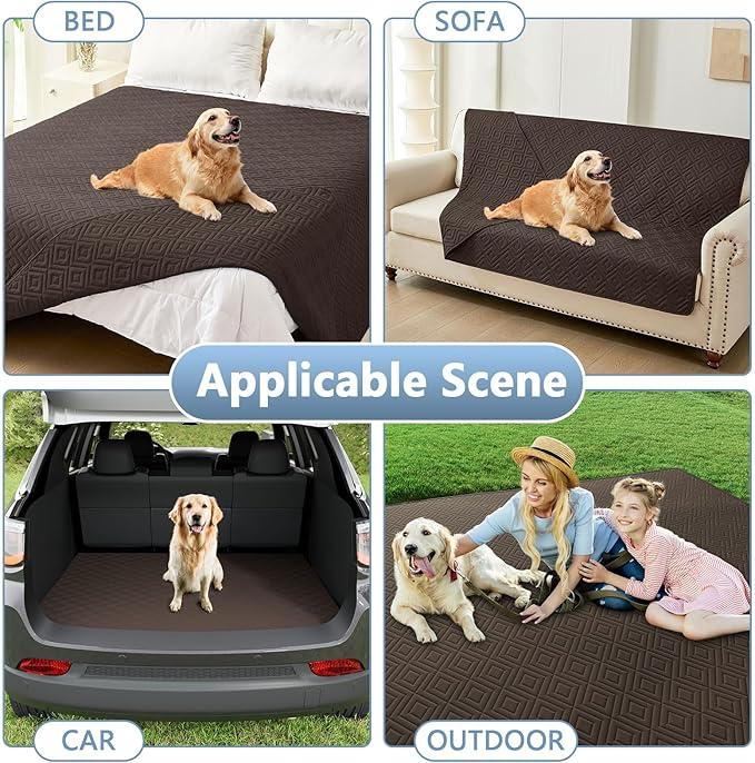 hyha Waterproof Dog Blanket, Soft Dog Bed Cover Pet Blankets, Waterproof Sofa Couch Cover for Dogs Washable, Reversible Pet Couch Covers for Sofa Furniture (52x82 Inch, Chocolate/Chocolate)