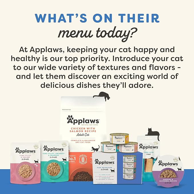 Applaws Natural Cat Treats, Grain-Free, Single Ingredient, Whole Protein Fillet, Healthy Snacks with No Artificial Additives (6 x 1.06oz Whole Tuna Loin)