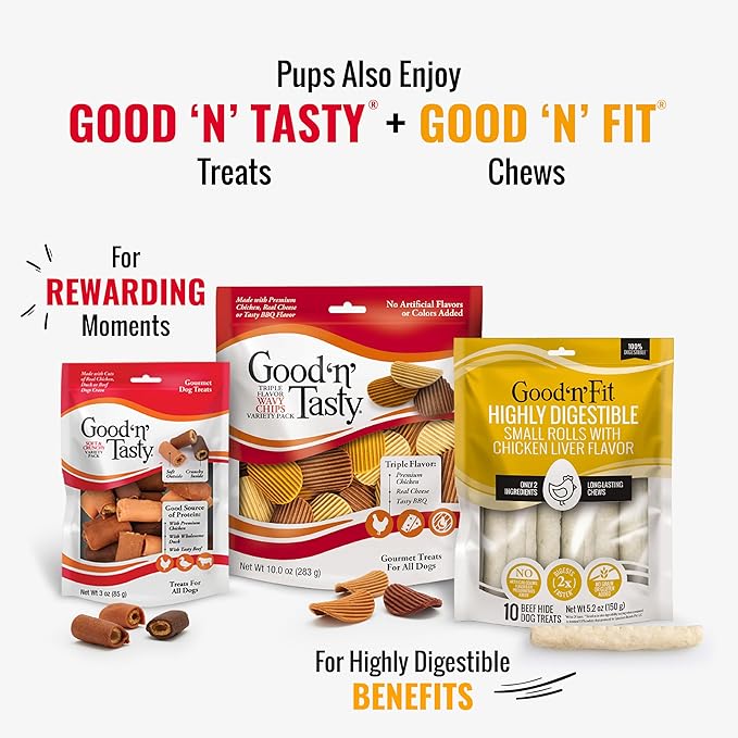 Good ‘n’ Fun Triple Flavor Wings Chews for All Dogs, 4 Ounces, Treat Your Dog to Long-Lasting Chews Made with Chicken, Pork Hide and Beef Hide