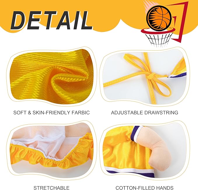 DELIFUR Dog Basketball Player Costume - Pet Halloween Costume Adjustable Funny Dress Up Sports Outfit Cosplay Clothes for Small Medium Dog (Yellow Basketball, Medium)