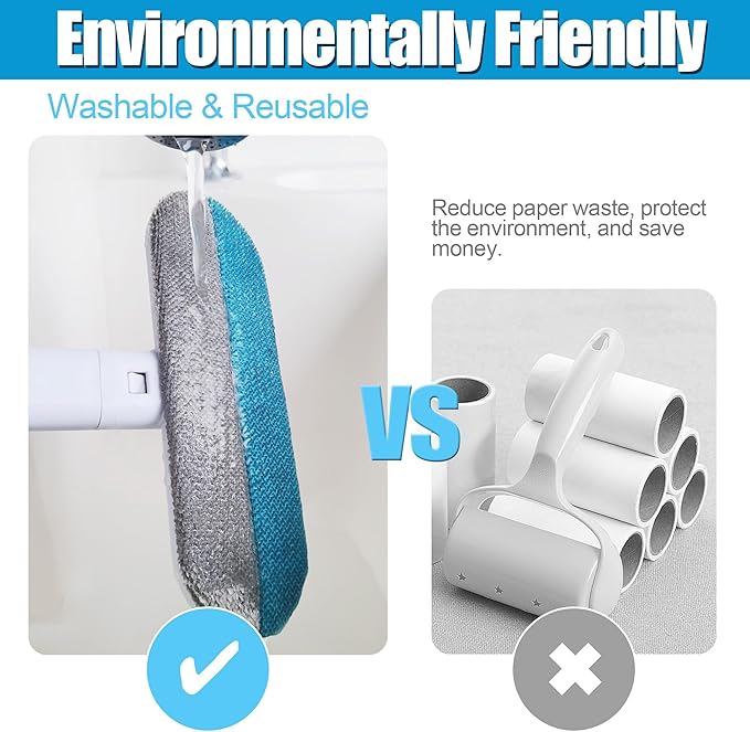 Pet Hair Removal Tool 2 Pieces, Dog and Cat Hair Remover for Couch Carpet Furniture, 4 in 1 Multifunctional Pet Hair Removal Broom, Cleaning Brush for Window Tile, Reusable Washable