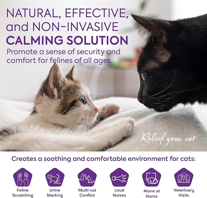 TopSum Cat Calming Diffuser Refill: 2 Refills Cat Pheromones Calming Diffuser Refill – Helps Reduce Scratching Peeing Meowing Hiding Urine Marking Aggression