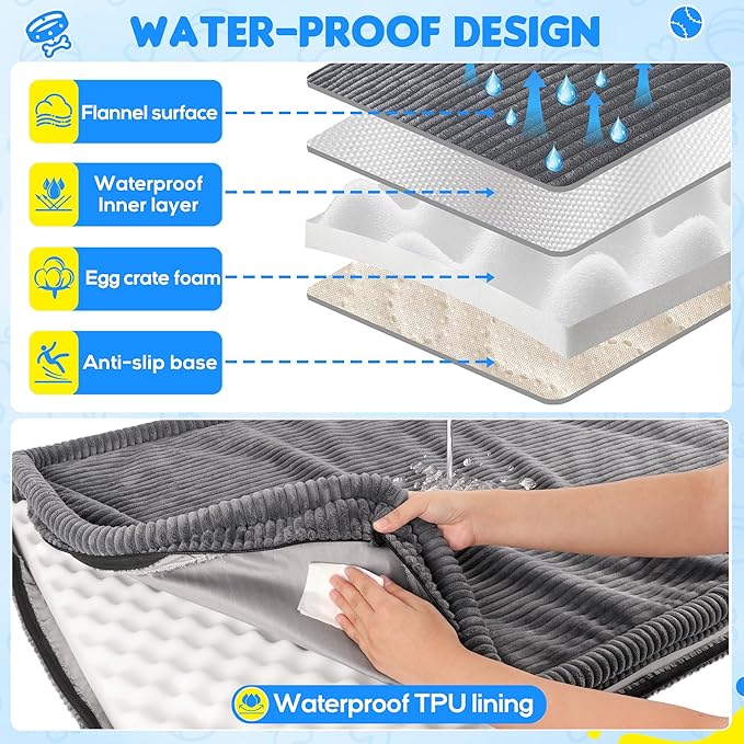 Loiion Thickened 4 in Orthopedic Dog Car Bed, Non-Slip Backseat Pet Mat, Removable Washable for SUVs/Sedans/Trucks, Plush Comfort for Large/Senior Dogs, Easy Clean (Dark Gray, 56" L×28.7" W×4" H)