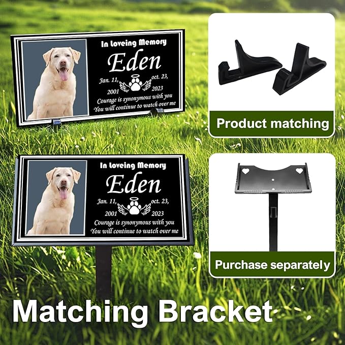 Pet Memorial Stones for Dogs & Cats, Personalized Dog Memorial Plaques for Pet Grave Stones for Outdoor - Cats Headstones, Tombstones for Grave Markers with Photo (Ceramics)