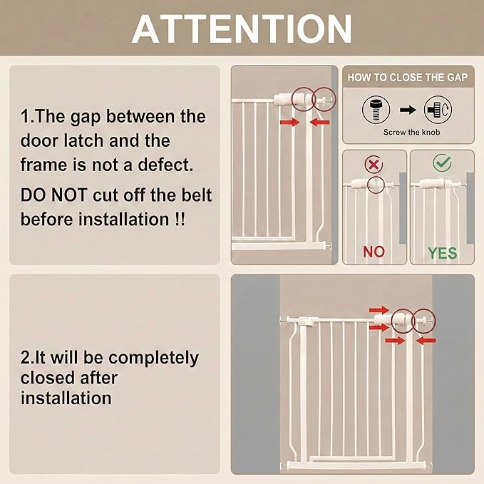Extra Wide Baby Gate 53-57.5 Inch, Tension Mounted No Drilling, Auto Close Indoor Safety Gate for Stairs & Doorways - Metal Design for Kids and Pets, White