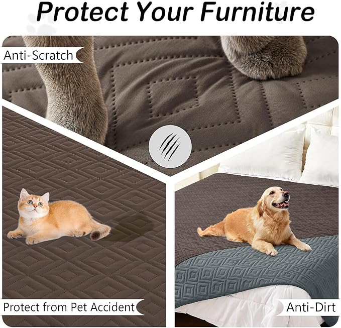 hyha Waterproof Dog Blanket, Soft Pet Bed Blankets, Waterproof Sofa Couch Cover for Dogs Washable, Reversible Pet Couch Covers for Sofa Furniture (30x90 Inch, Chocolate/Dark Grey)