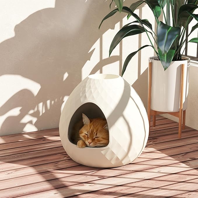 Hidden Cat Litter Box Enclosure with Removable Planter Top Plant Litter Box Hidden Litter Box Vented for Odor Control Multi-Functional for Living Room Indoor,Classic White