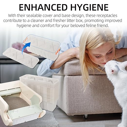 20-Pack Litter Box Waste Receptacles Compatible with Littermaid 1St/2nd Edition Automatic Cat Litter Box, Disposable Waste Receptacles for Littermaid, Convenient & Odor-Free Disposal
