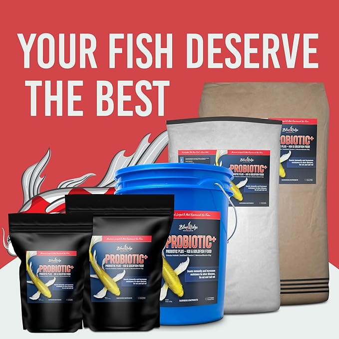 Blue Ridge Fish Food 50lb, Probiotic Plus 3/16" Floating Pellet, Koi Goldfish Food