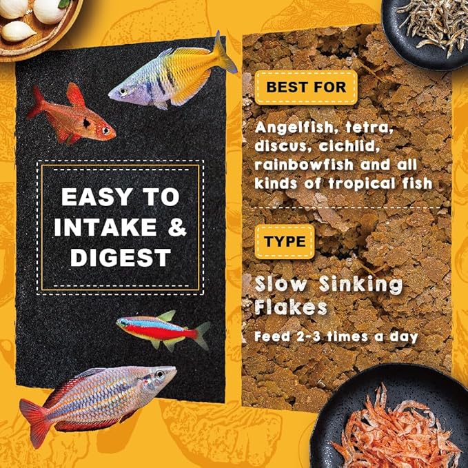 Ultra Fresh Tropical Fish Flakes Food, Color Boosting, All Natural, Complete Nutrition for Tropical Fish, Discus, Angelfish 0.7oz