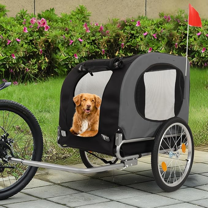Dog Bike Trailer - Heavy-Duty 88 Lbs Capacity for Small to Large Dogs - Quick Release Wheels & Universal Coupler, Waterproof Oxford Cover