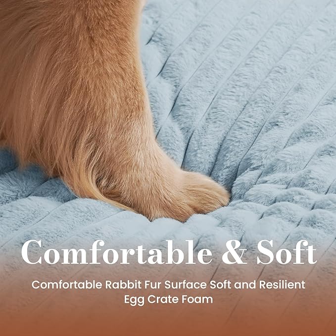 Orthopedic Dog Bed Medium Size Dog, Pet Beds with Waterproof Lining, Soft Short Plush Surface & Egg Crate Foam, Machine Washable Pet Mat with Removable Cover & Anti Slip Bottom
