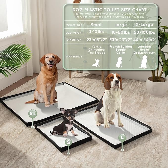 Large Portable Dog Pee Pads Holder for Travel, Puppy Pad Holder Foldable Liner Base 33''x23'' Training Pad Holder with Fixing Clips, Dog Litter Box Waterproof, Easy Clean,Indoor Potty