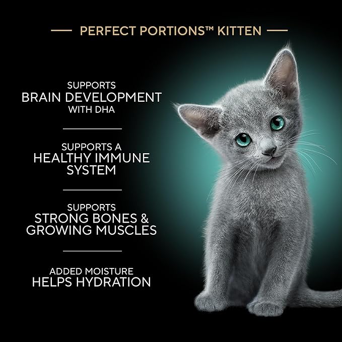 Sheba Perfect Portions Kitten Wet Food,Pate Cat Food Wet Entree,Chicken Recipe,2.6 oz. Twin-Pack Trays (,48 Servings),24 Count (Pack of 2)