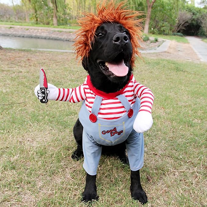 Pet Deadly Dog Costume, Cute Dog Cosplay Halloween Christmas Funny Pet Clothes Party Costume for Small Medium and Large Dogs (Medium)