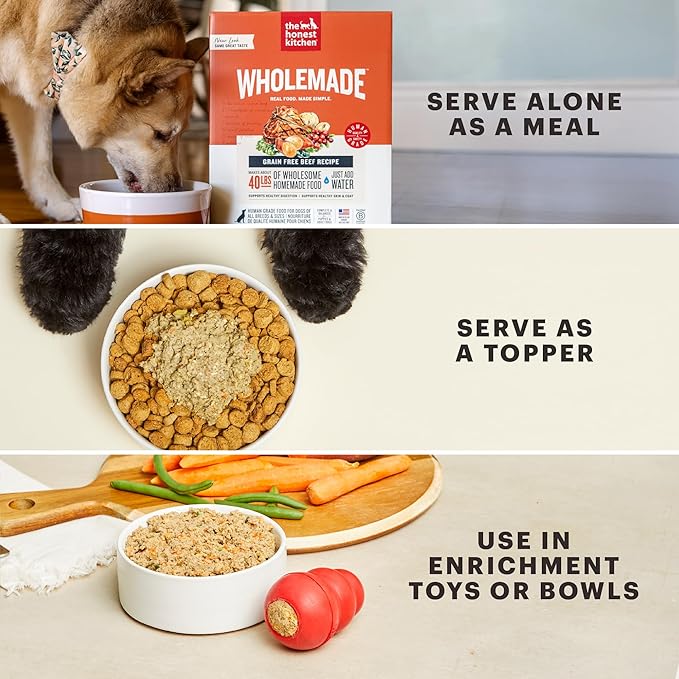 The Honest Kitchen Human Grade Wholemade™ Dehydrated Dog Food, Limited Ingredient Dog Food, Duck & Sweet Potato, 10 lb (makes 40lbs)