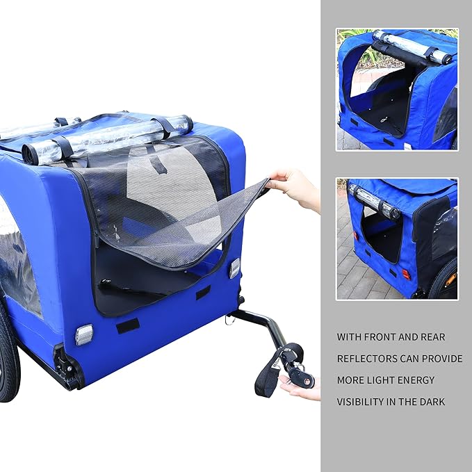 HomVent Dog Bike Trailer - Folding Pet Carrier Wagon with 16 Inch Wheels for Small and Large Dogs