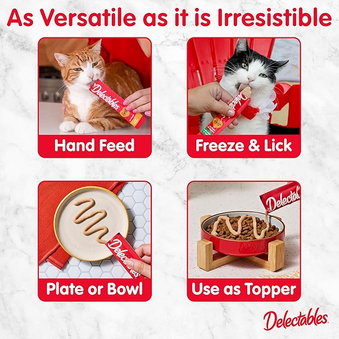 Delectables Squeeze Up Tuna Variety Pack, Creamy Squeezable Puree, Lickable Wet Cat Treats, Grain-Free, No Added Fillers, 0.5 Ounces Tube, 48 Tubes Total
