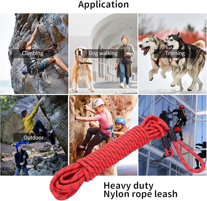 Long Dog Leash for Training 15Ft-Reflective Nylon Rope with Swivel Hook-Recall Agility Lead for Large Small Medium Dogs Outside Walking Hiking-Red