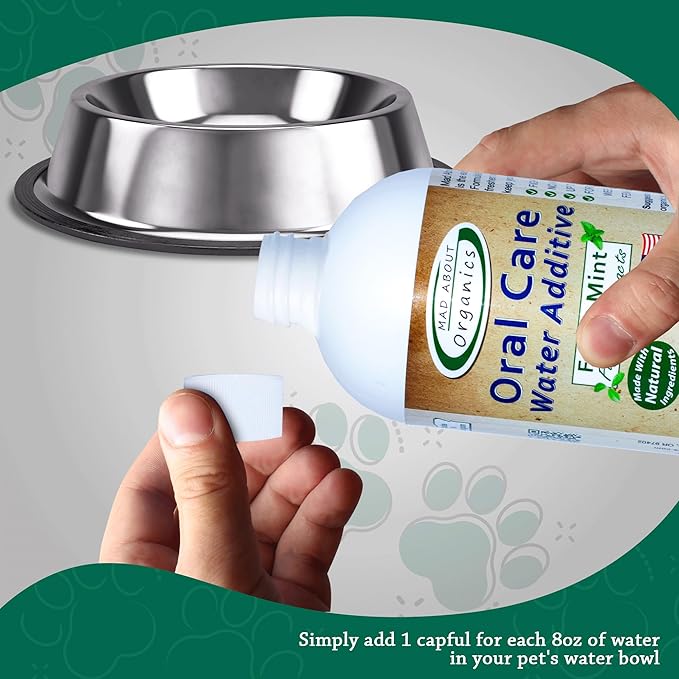 Oral Care Water Additive for Cats & Dogs – Gentle Dental Support – Reduces Breath Odors, Promotes Gum Health – No Brushing – Convenient for Daily Use, Fresh Mint Flavor, 16 FL oz