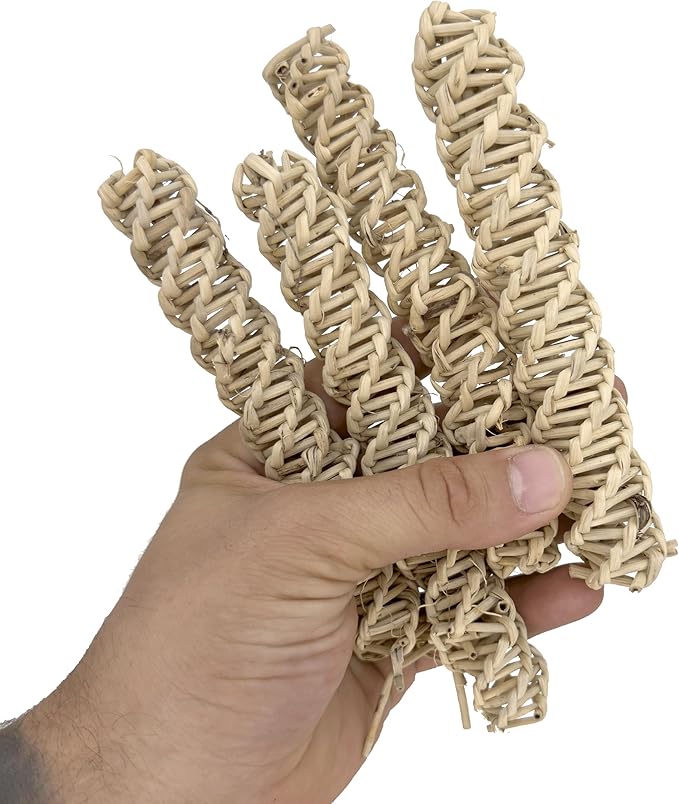 5308 Pk4 Large Vine Twists - Natural Handwoven Vine Ladder Bird Foot Toys, Easy to chew and Break, Lots of Small Vine Pieces, Stick Treats Inside, Great for Sm & Med Size pet Birds Budgie Quaker
