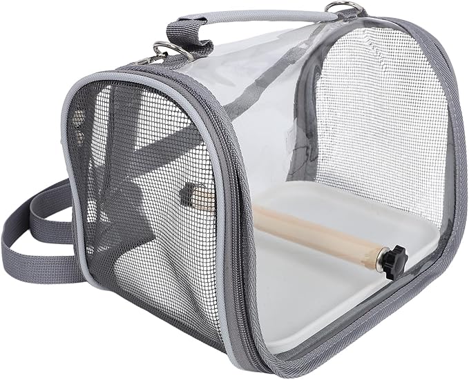 Portable Small Bird Travel Cage Carrier with Perch Lightweight Gray Bird Carrier Bag for Budgie Parrot Outdoor Transport and Adventure