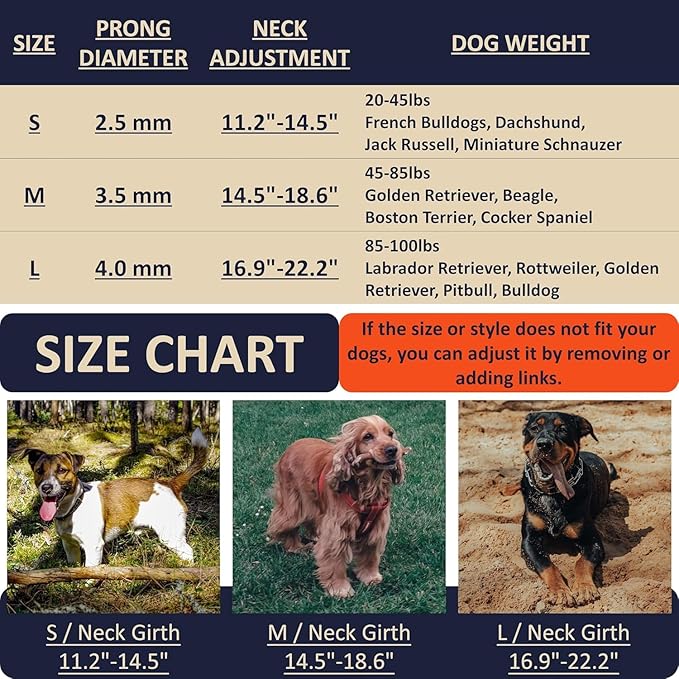 Quick Release Dog Training Collar Adjustable Stainless Steel Collar for Small Medium Large Dog (Black, S Neck Girth 11.2"-14.5")