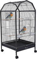 Extra Large Bird Cage, 18.11 * 39.9" Metal Pet Bird Flight Cage Parakeet Bird Cage with Stand Pet House for Conure Canary Parekette Macaw Finch Cockatoo Budgie Cockatiels Parrot, Black
