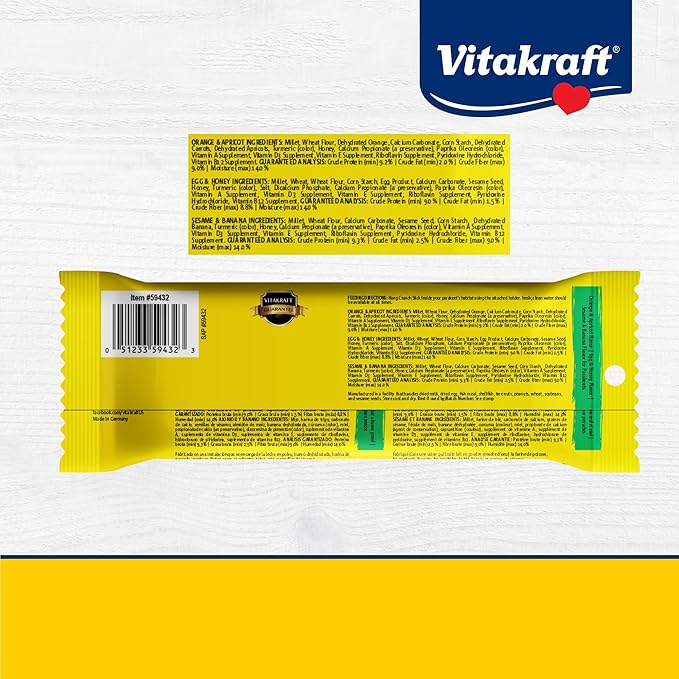Vitakraft Crunch Sticks Rabbit Treat Carrot and Honey Flavor with Natural Grains and Honey Enriched with Essential Nutrients Baked On Wooden Stick to Encourage Chewing and Long Lasting Enjoyment