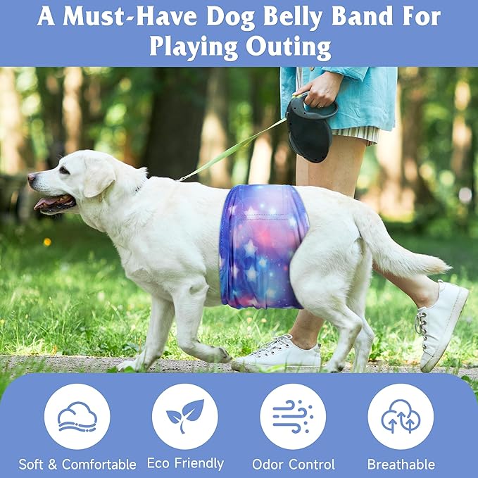 5 Pack Dog Diapers Male Reusable, Premium Belly Bands for Dogs, High Absorbing Male Dog Pee Wraps for Doggie in Incontinence or Excitable Urination Galaxy XS