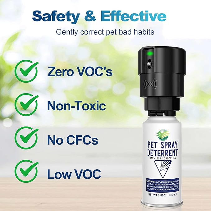 Cat Deterrent Spray Refill, Pet Spray Deterrent System, Motion Activated Cat System, Cat & Dog Odorless & Indoor, Up to 3 Feet Away, Pet Deterrent Spray Refill 2 Pack 7.78Oz
